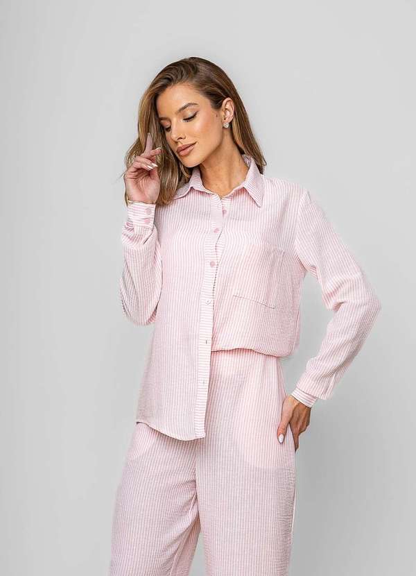 Salvatore Fashion - Camisão Listrado Alfaiataria Rosa 4
