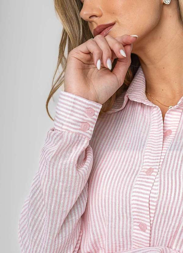Salvatore Fashion - Camisão Listrado Alfaiataria Rosa 8