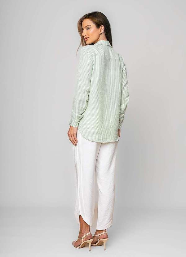 Salvatore Fashion - Camisão Listrado Alfaiataria Verde 3