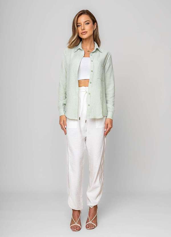 Salvatore Fashion - Camisão Listrado Alfaiataria Verde 5