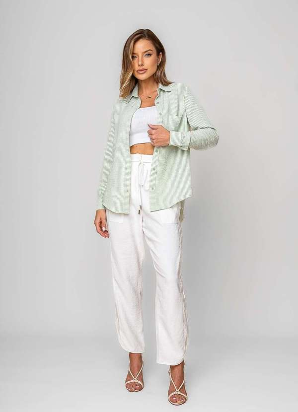 Salvatore Fashion - Camisão Listrado Alfaiataria Verde 7