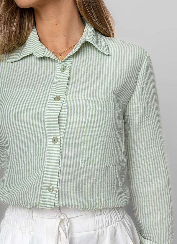 Salvatore Fashion - Camisão Listrado Alfaiataria Verde 8