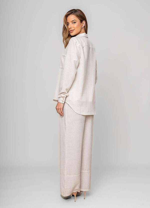 Salvatore Fashion - Camisão Listrado Alfaiataria Bege 4