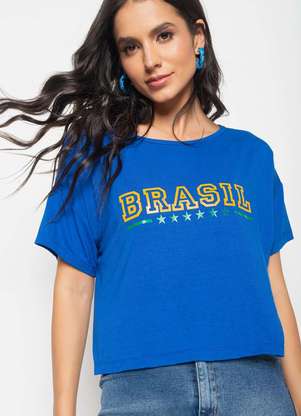 Salvatore Fashion - Cropped Brasil Amplo Manga Curta Malha - SALVATORE FASHION