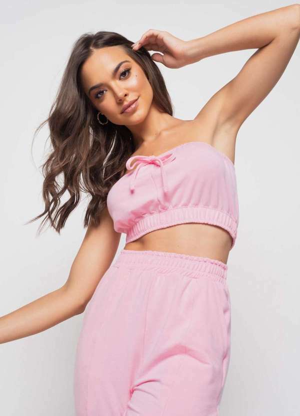 Salvatore Fashion - Cropped Tomara que Caia Malha Comfort Fashion Rosa