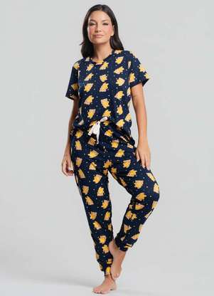 Salvatore Fashion - Pijama Calça e Blusa M/C Malha  Fashion - SALVATORE FASHION