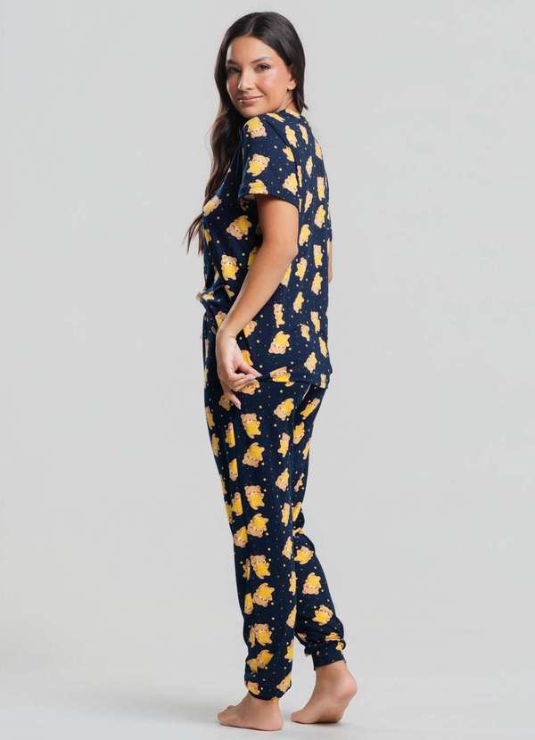 Salvatore Fashion - Pijama Calça e Blusa M/C Malha  Fashion Azul 2