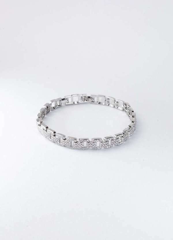 Salvatore Fashion - Pulseira Elos Quadrados com Zircônias Fashion Branco