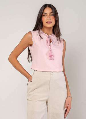 Salvatore Fashion - Regata Alfaiataria com Amarração e Detalhe de Pompons - SALVATORE FASHION