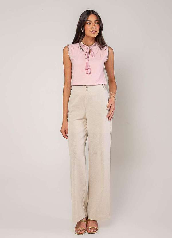 Salvatore Fashion - Regata Alfaiataria com Amarração e Detalhe de Pompons Rosa 4