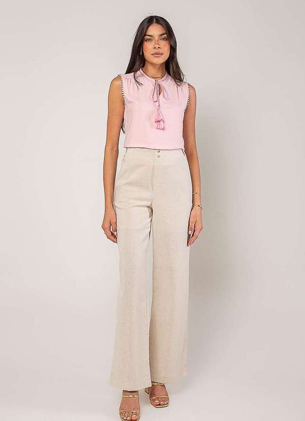 Salvatore Fashion - Regata Alfaiataria com Amarração e Detalhe de Pompons Rosa 5