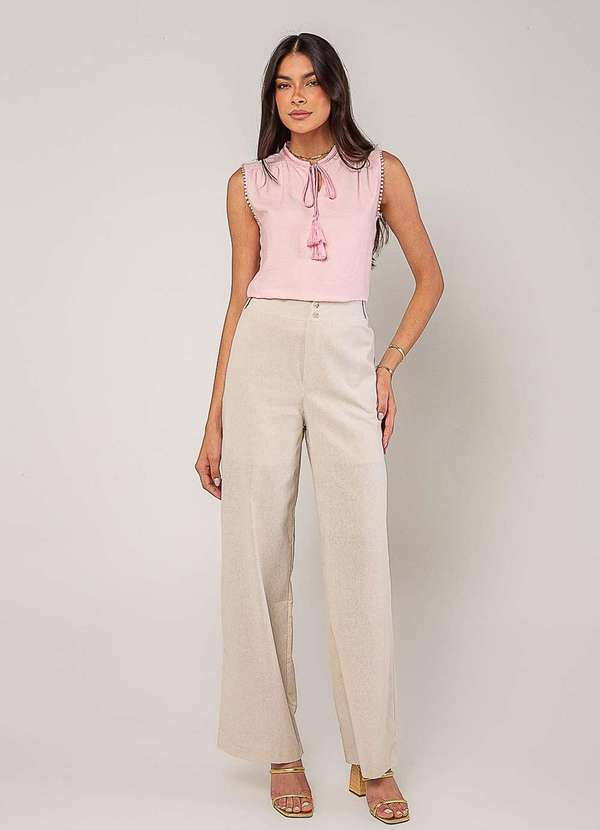 Salvatore Fashion - Regata Alfaiataria com Amarração e Detalhe de Pompons Rosa 6