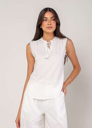 Salvatore Fashion - Regata Alfaiataria com Amarração e Detalhe de Pompons - SALVATORE FASHION