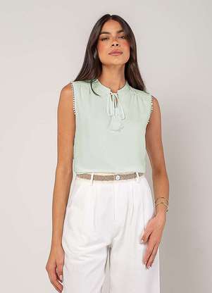 Salvatore Fashion - Regata Alfaiataria com Amarração e Detalhe de Pompons - SALVATORE FASHION