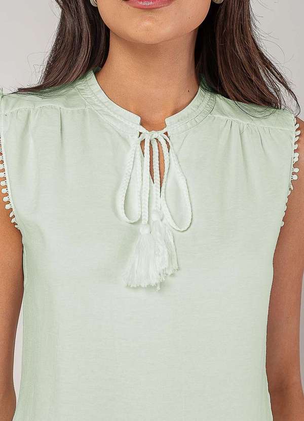 Salvatore Fashion - Regata Alfaiataria com Amarração e Detalhe de Pompons Verde 2