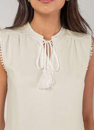 Salvatore Fashion - Regata Alfaiataria com Amarração e Detalhe de Pompons - SALVATORE FASHION