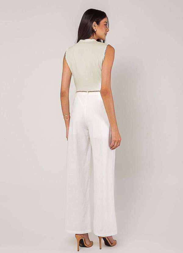 Salvatore Fashion - Regata Alfaiataria com Amarração e Detalhe de Pompons Bege 3