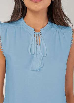 Salvatore Fashion - Regata Alfaiataria com Amarração e Detalhe de Pompons - SALVATORE FASHION