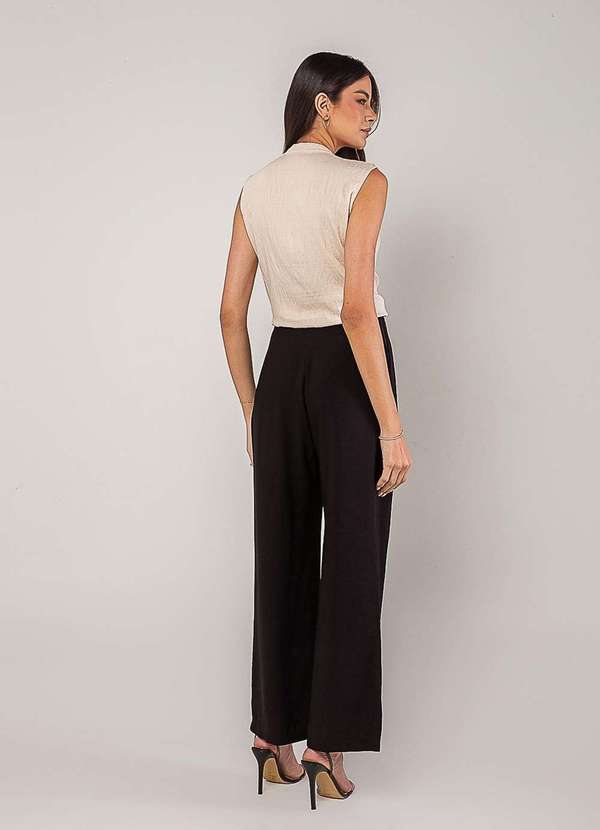 Salvatore Fashion - Regata Alfaiataria com Babados Bege 4