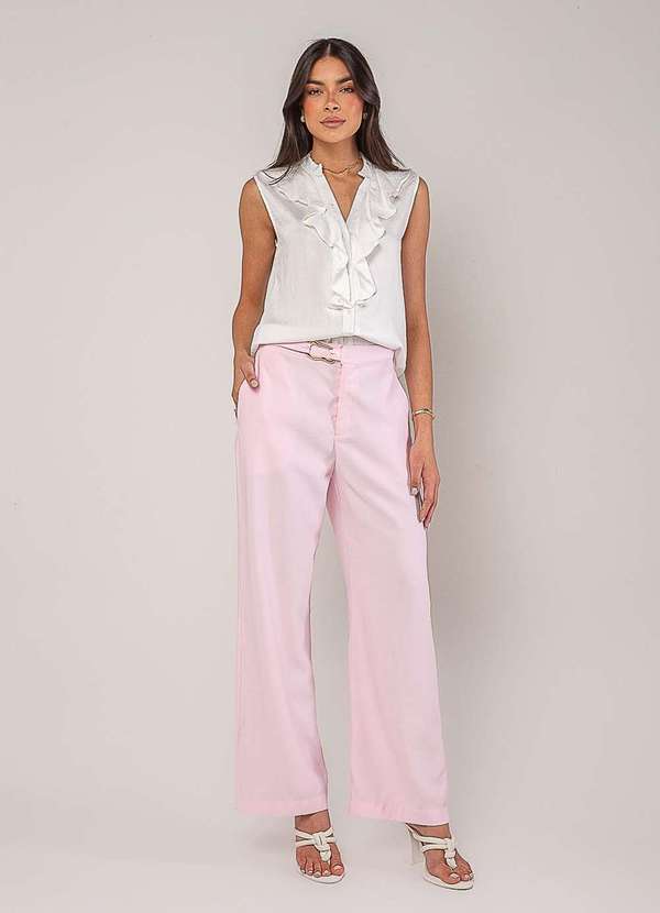 Salvatore Fashion - Regata Alfaiataria com Babados Branco 2