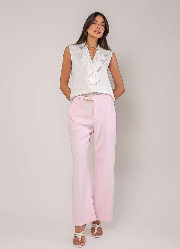 Salvatore Fashion - Regata Alfaiataria com Babados Branco 3