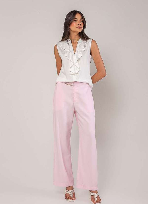 Salvatore Fashion - Regata Alfaiataria com Babados Branco 5