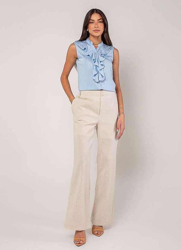 Salvatore Fashion - Regata Alfaiataria com Babados Azul 1