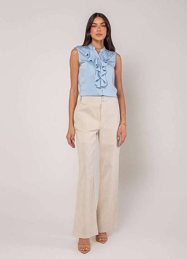 Salvatore Fashion - Regata Alfaiataria com Babados Azul 3