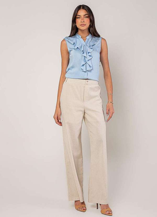 Salvatore Fashion - Regata Alfaiataria com Babados Azul 4