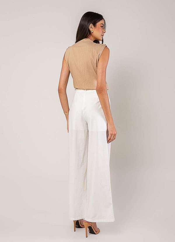 Salvatore Fashion - Regata Alfaiataria com Babados Bege 3