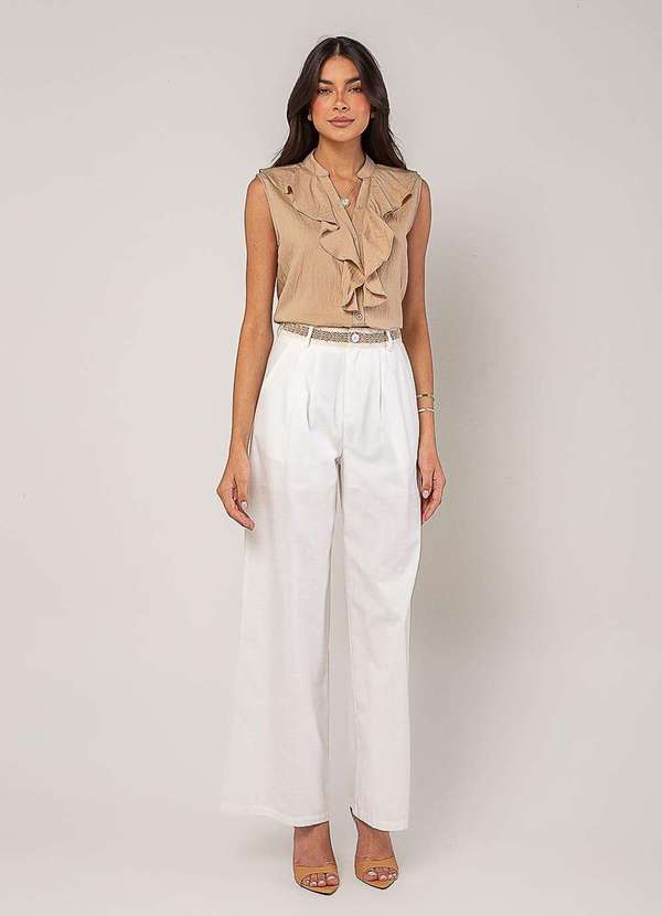 Salvatore Fashion - Regata Alfaiataria com Babados Bege 4