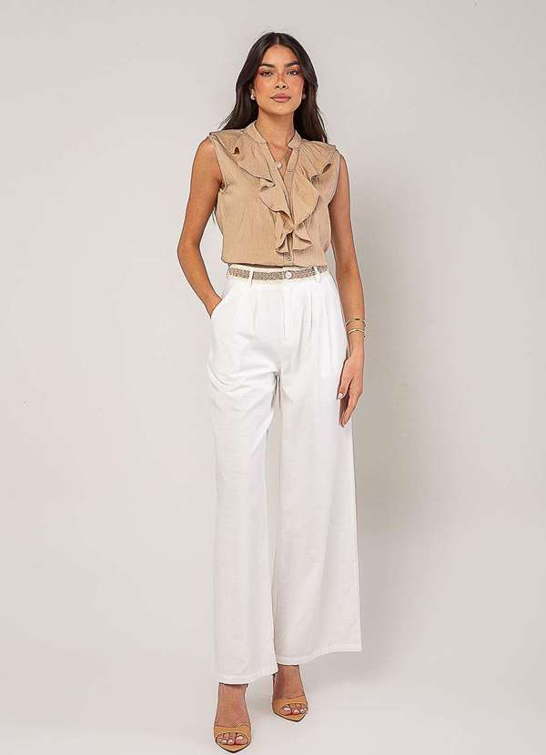 Salvatore Fashion - Regata Alfaiataria com Babados Bege 5