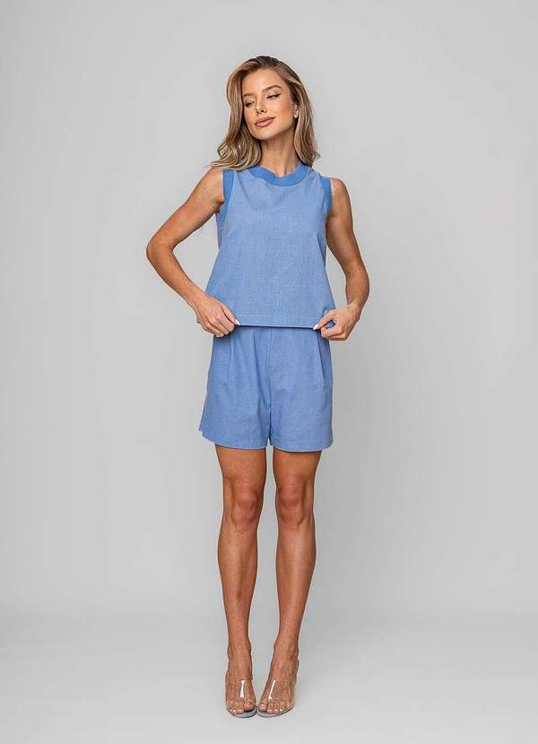 Salvatore Fashion - Regata Alfaiataria Gola Ribana Azul 3