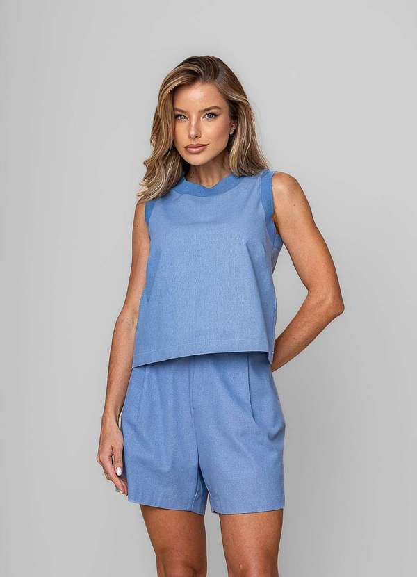 Salvatore Fashion - Regata Alfaiataria Gola Ribana Azul 4