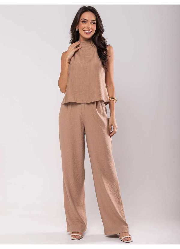 Salvatore Fashion - Regata Gola Alta Tecido Fashion Bege