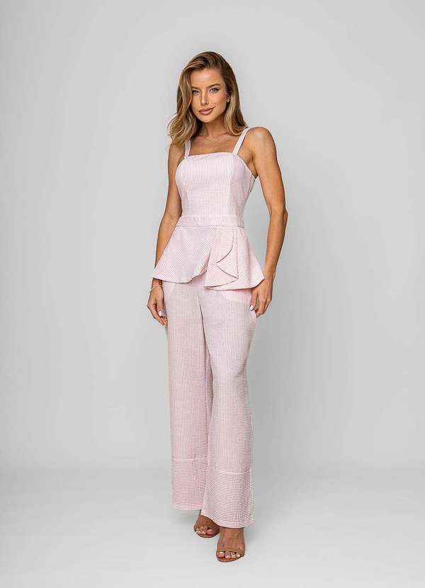 Salvatore Fashion - Regata Listrada com Babado Rosa 1