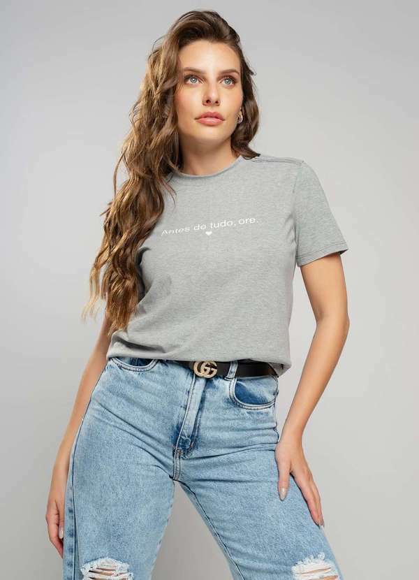 Salvatore Fashion - T-Shirt Gola Redonda Ore Fashion Cinza