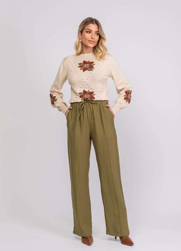 Salvatore Fashion - Tricot Jacquard Bordado Floral Bege 2