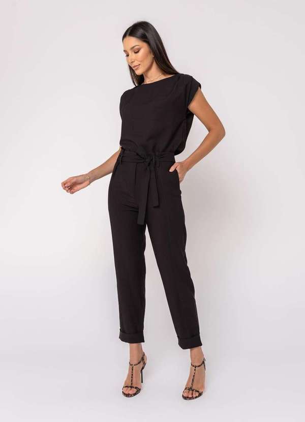 Salvatore Fashion - Calça de Alfaiataria com Pregas e Barra com Dobra Preto