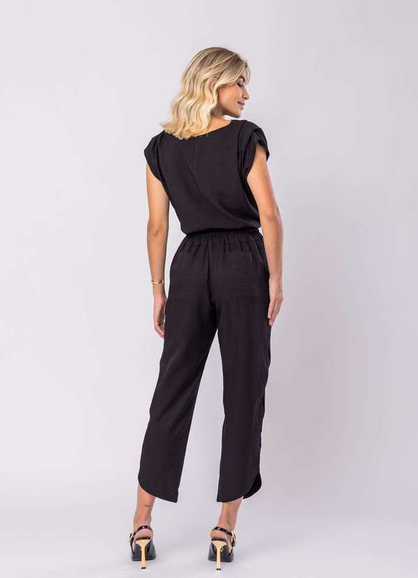 Salvatore Fashion - Calça Feminina Alfaiataria Barra Arredondada Preto 2