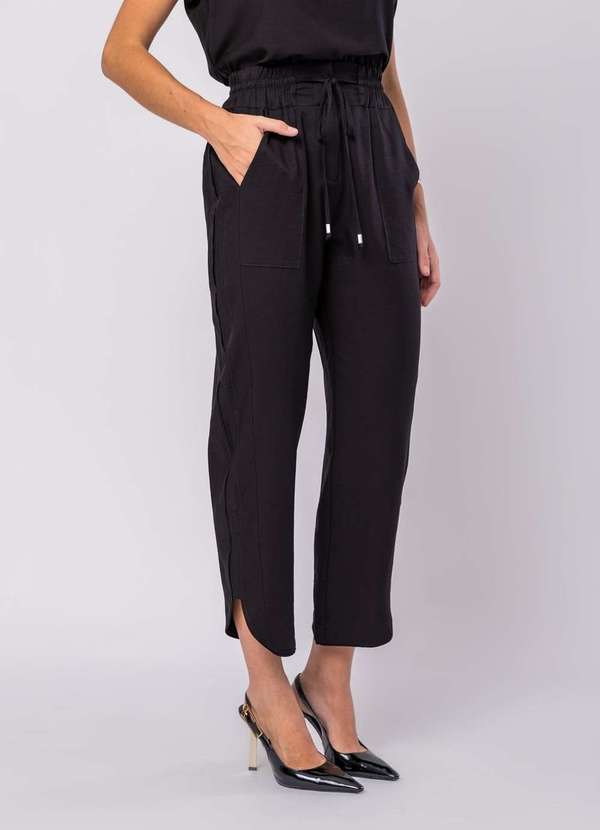 Salvatore Fashion - Calça Feminina Alfaiataria Barra Arredondada Preto 3