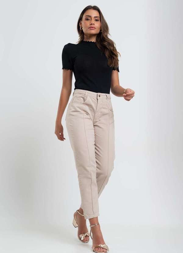 Salvatore Fashion - Calça Jeans Baggy Fashion Bege