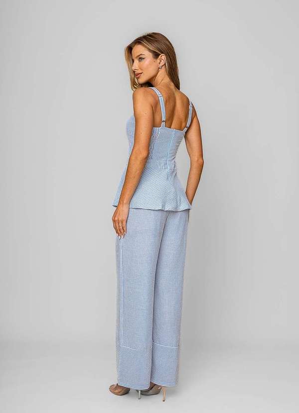 Salvatore Fashion - Calça Pantalona Alfaiataria Listrada Azul 2