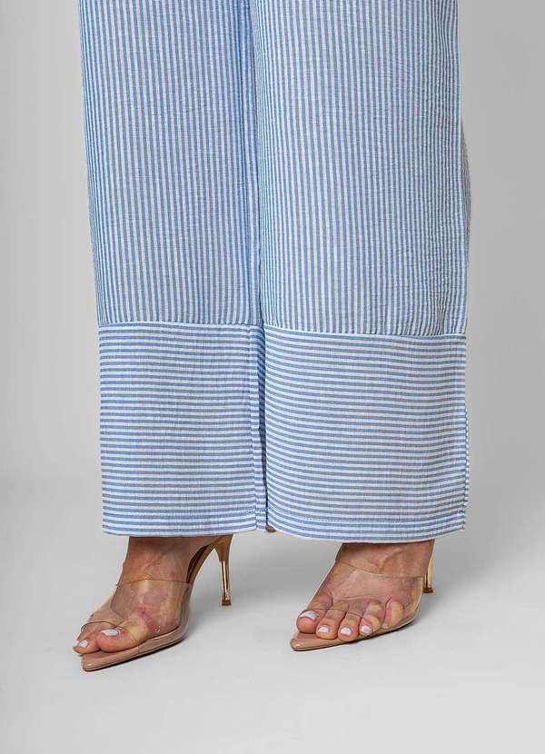 Salvatore Fashion - Calça Pantalona Alfaiataria Listrada Azul 3