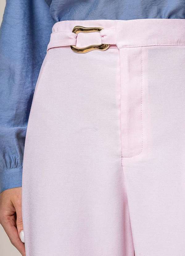 Salvatore Fashion - Calça Reta Alfaiatada com Cinto Rosa 4