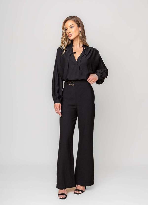 Salvatore Fashion - Calça Reta Alfaiatada com Cinto Preto 3