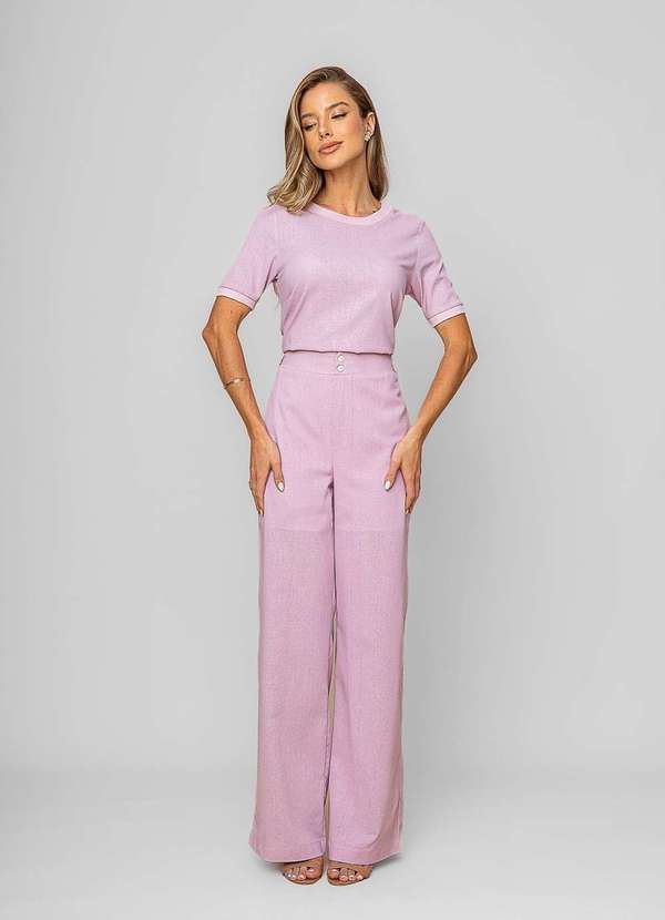 Salvatore Fashion - Calça Reta Lisa Alfaiataria Rosa 2