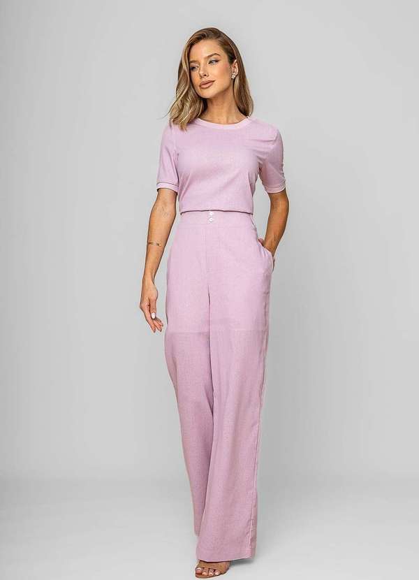 Salvatore Fashion - Calça Reta Lisa Alfaiataria Rosa 3