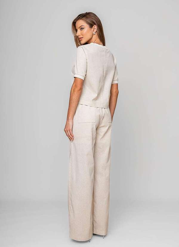 Salvatore Fashion - Calça Reta Lisa Alfaiataria Bege 2