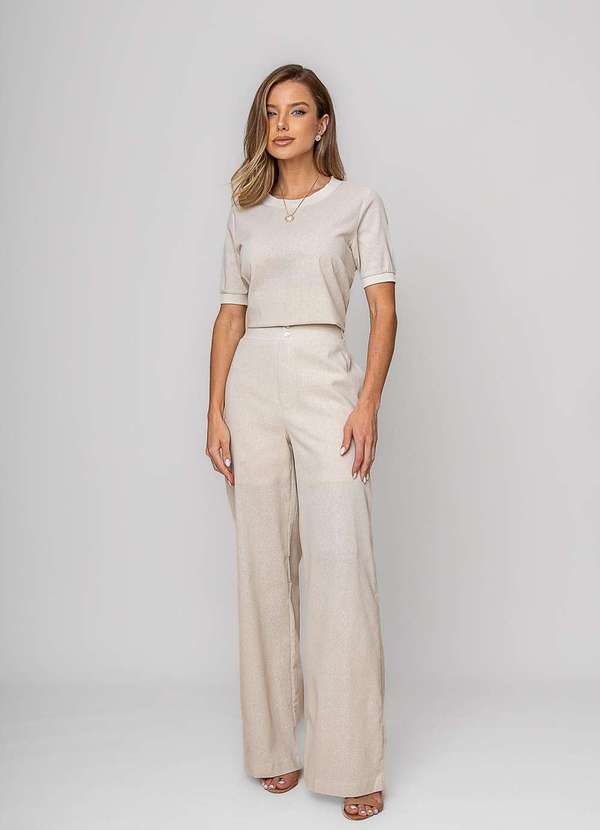 Salvatore Fashion - Calça Reta Lisa Alfaiataria Bege 3